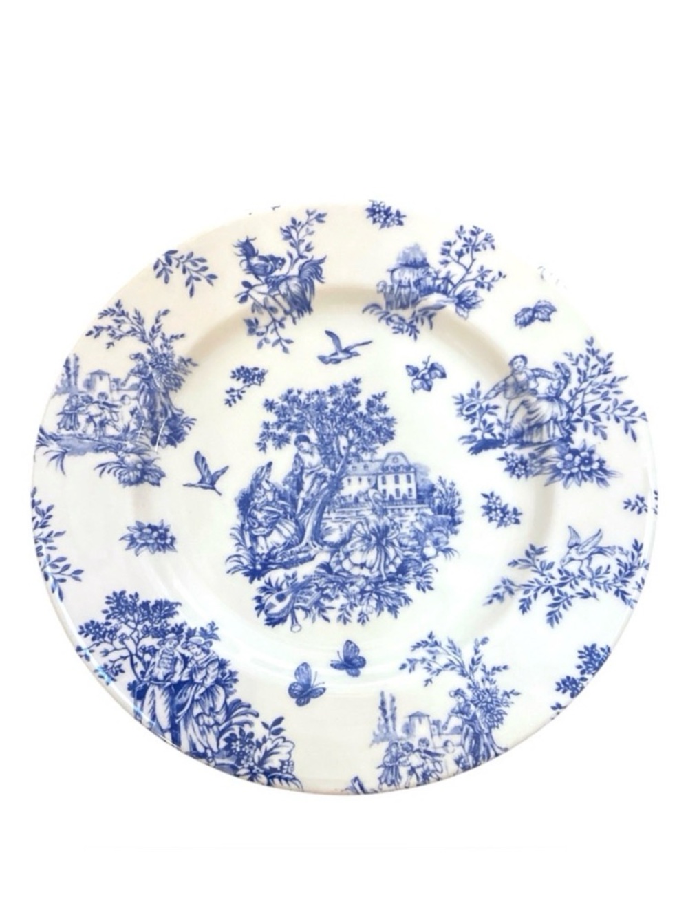 Churchill England Blue White Transferware Plate 10” Victorian Scene NWOT